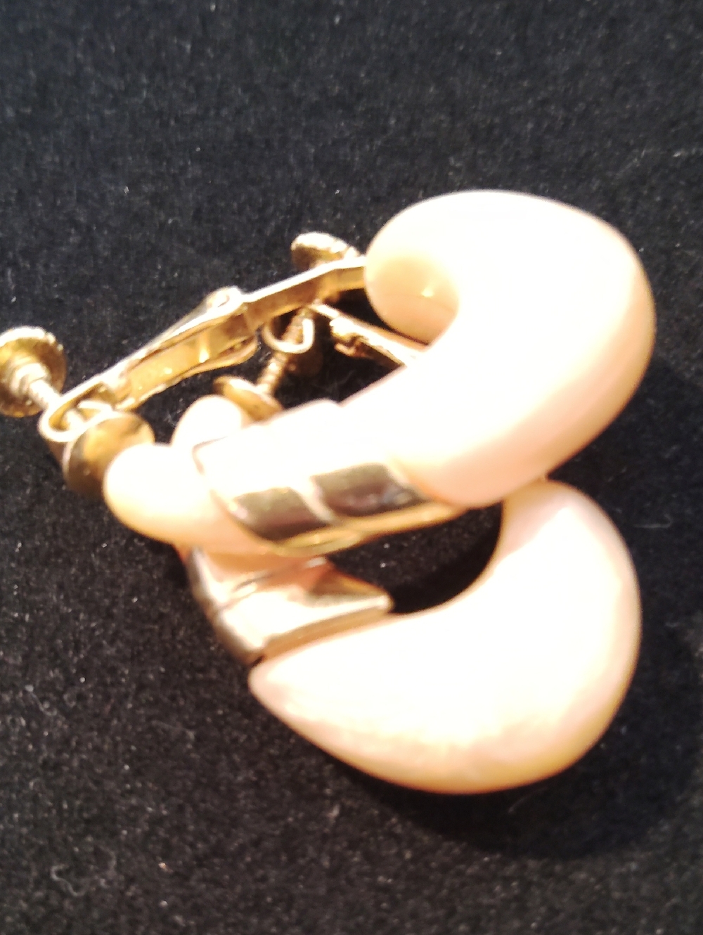 Antique Gold-Tone and Cream Hoop Clip Earrings - Elegant Women’s Jewelry